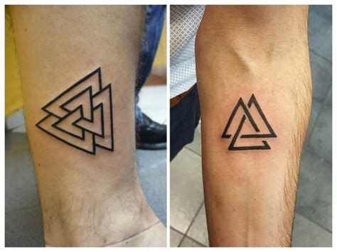 significado de tatuaje de tres triángulos entrelazados|Significado del tatuaje de Valknut: tres triángulos。